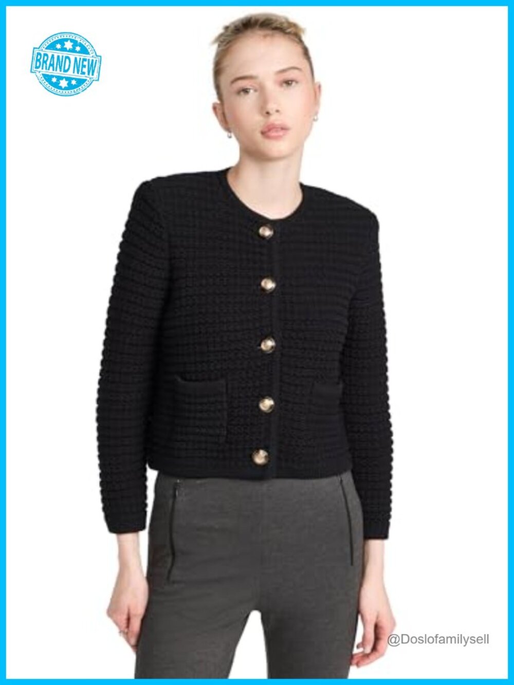 Organic Cotton Cropped Cardigan Long Sleeve Button Front Sweater